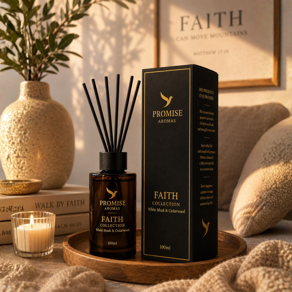 FAITH Reed Diffuser | White Musk & Cedarwood | 100ml