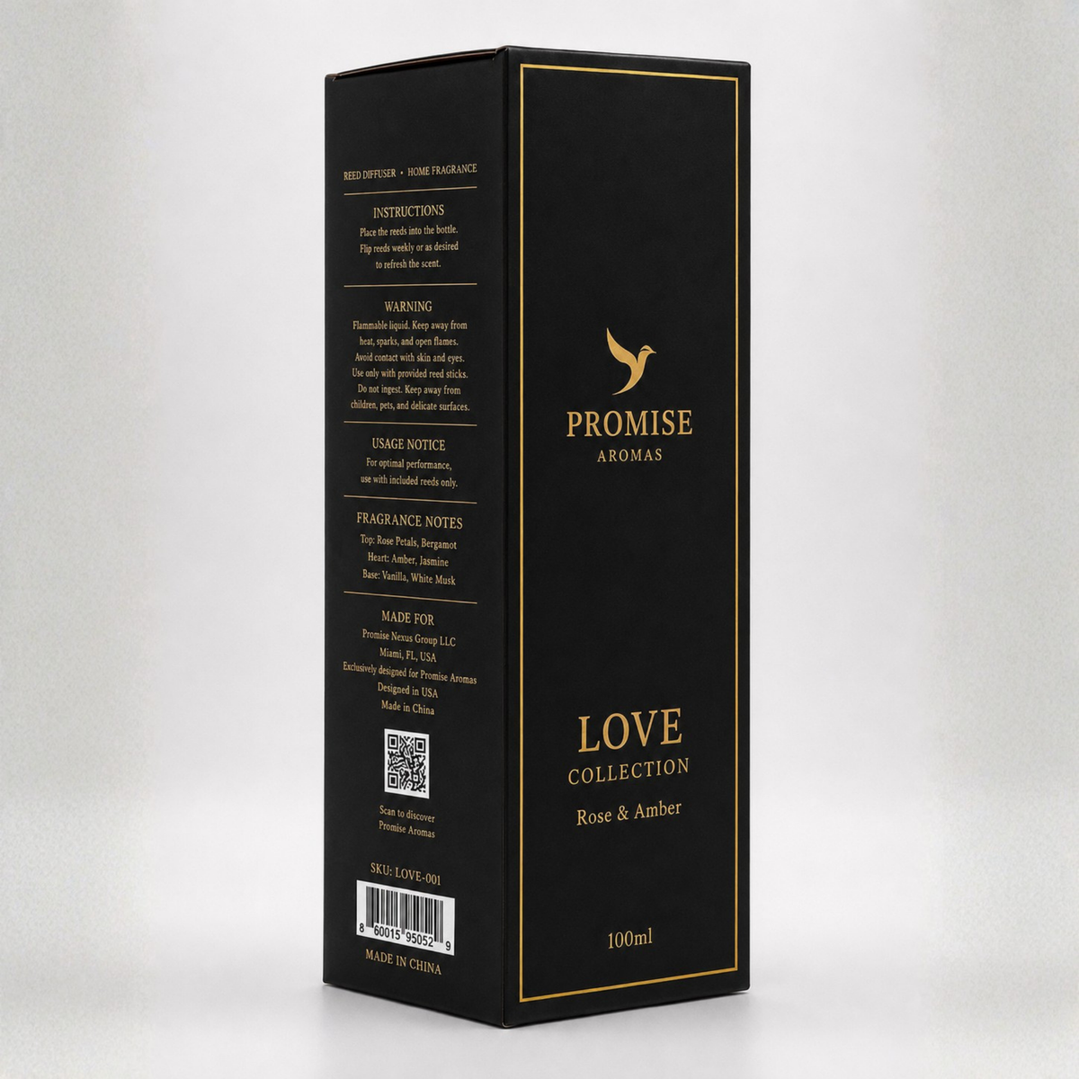 LOVE Reed Diffuser | Rose & Amber | 100ml
