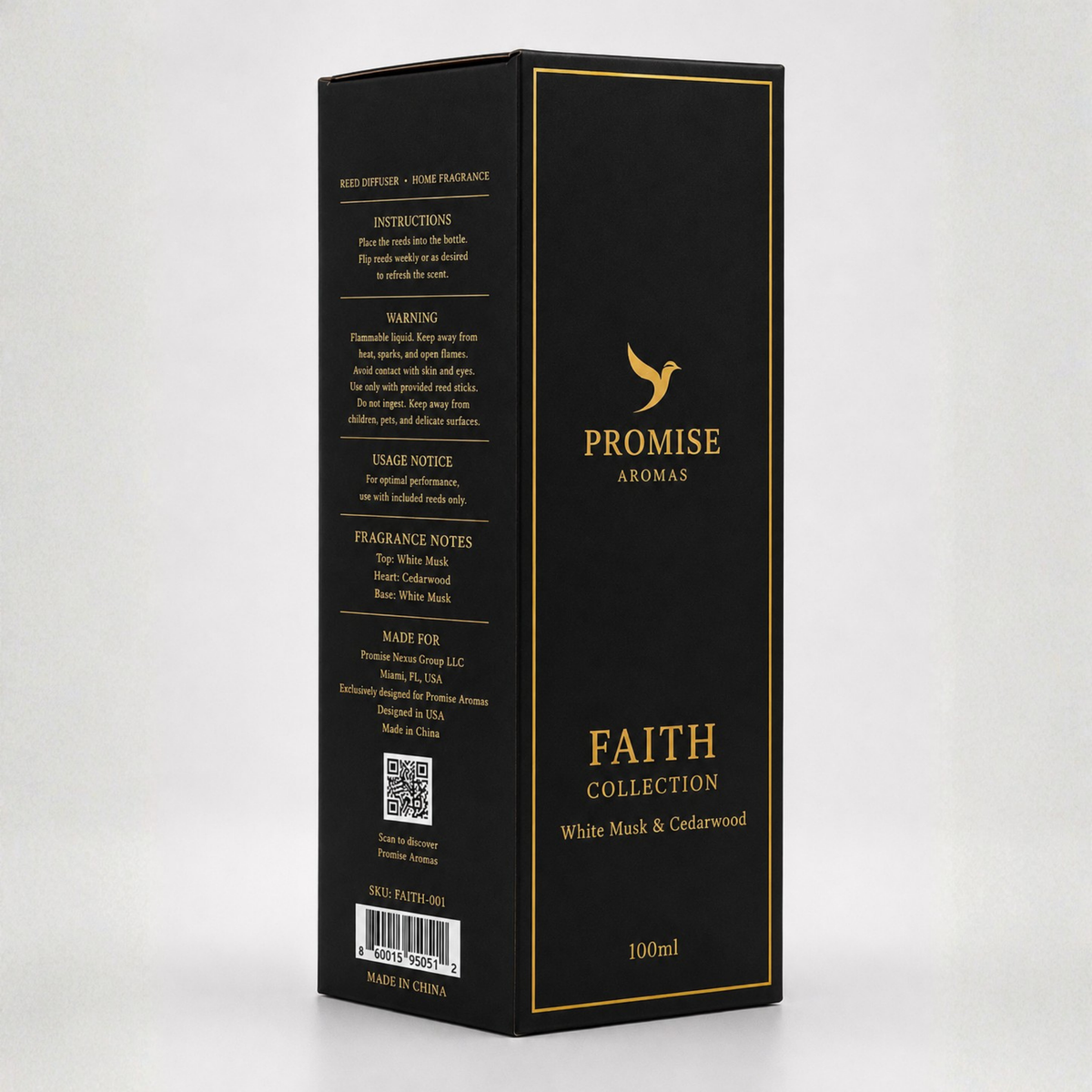 FAITH Reed Diffuser | White Musk & Cedarwood | 100ml